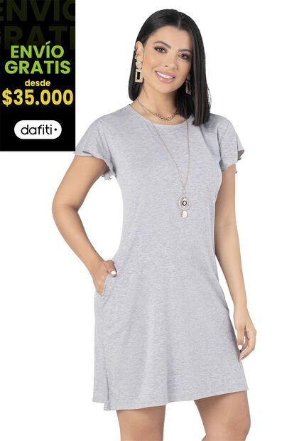 Vestido Corto Mujer Gris Jaspe Mp 68383