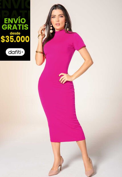 Vestido Largo Mujer Fucsia Mp 1834