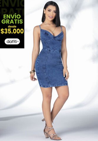 Vestido Corto Mujer Azul Medio Mp 5781 MP