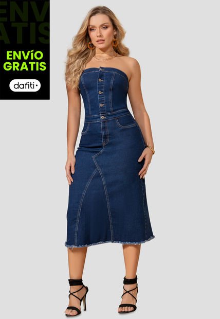 Vestido Largo Mujer Azul Mp 103272