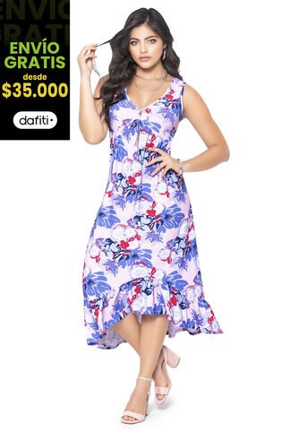 Vestido Largo Mujer Estampado Mp 91789 MP