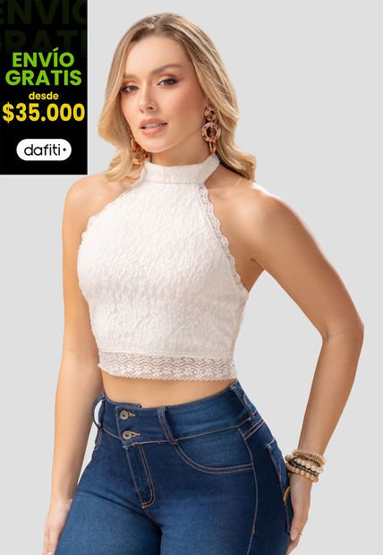 Crop Top Mujer Marfil Mp 102819
