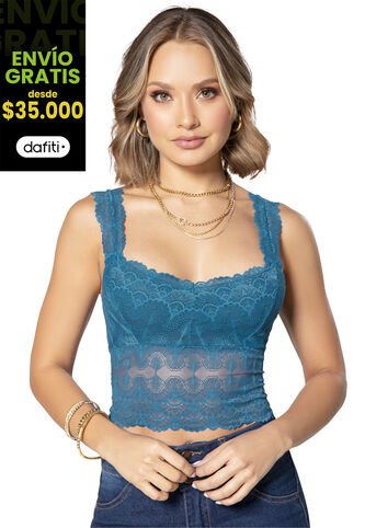 Crop Top Mujer Azul Petroleo Mp 92547 MP