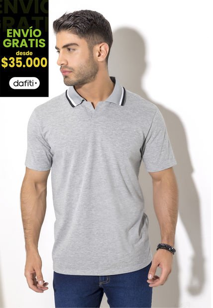Polo Hombre Gris Jaspe Mp 2147
