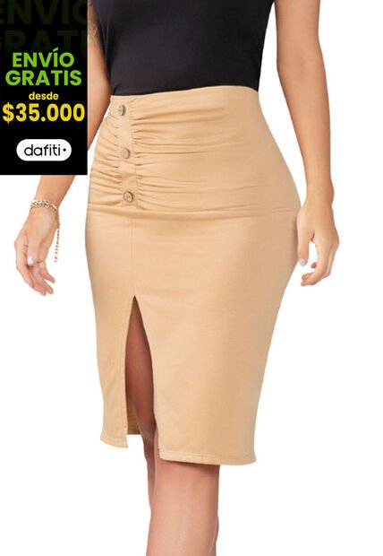 Falda Larga Mujer Beige Mp 4581