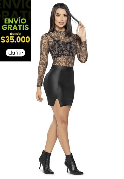 Falda Corta Mujer Negro Mp 4504