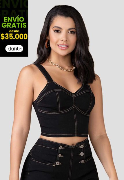 Crop Top Mujer Negro Mp 100320