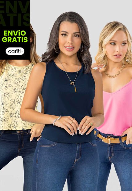 Camiseta Paq X3 Mujer Multicolor Mp 102291