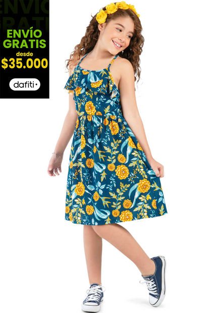 Vestido Infantil Azul Mp 78140