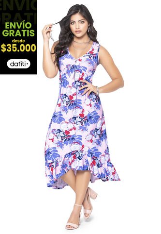 Vestido Largo Mujer Estampado Mp 91789 MP