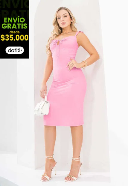 Vestido Largo Exterior Rosado Mp 1063