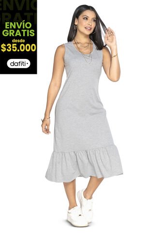 Vestido Largo Mujer Gris Jaspe Mp 3766 MP