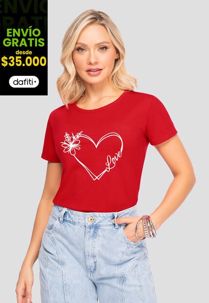 Camiseta Mujer Rojo Mp 106611