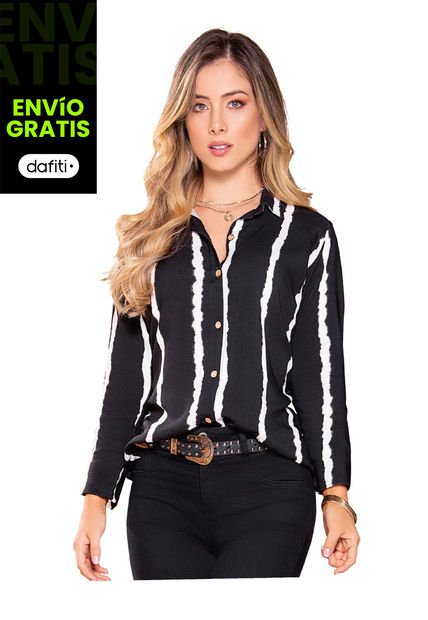 Camisa Para Mujer Azul Tie Tye Rayas MP