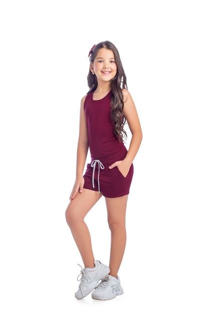 Enterizo Corto Infantil Niñas Vinotinto MP