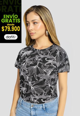 Camiseta Mujer Estampado Negro Mp 112227 MP