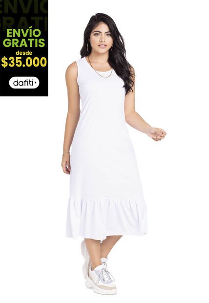 Vestido Largo Mujer Blanco Mp 3766