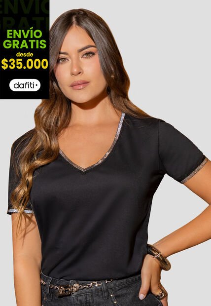 Camiseta Mujer Negro Mp 112590