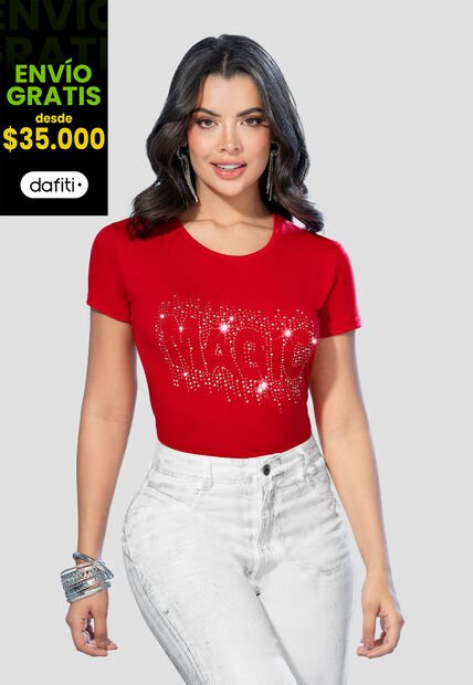 Camiseta Mujer Rojo Mp 105174