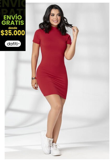Vestido Corto Mujer Rojo Mp 5947