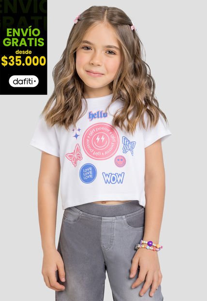 Camiseta Paq X2 Infantil Femenino Multicolor Mp 5263