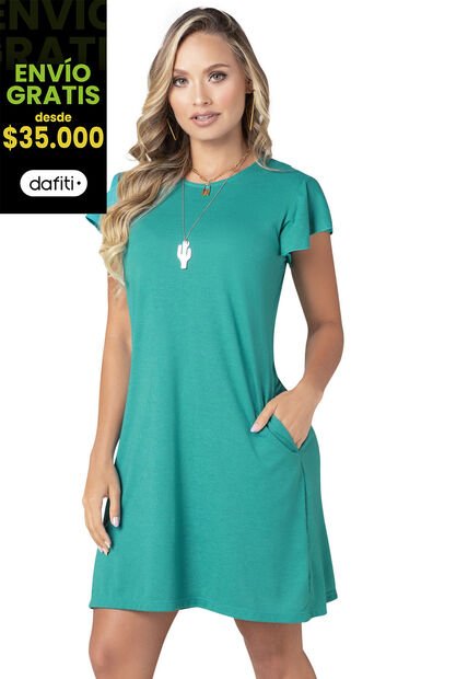 Vestido Corto Mujer Verde Jade Mp 68383