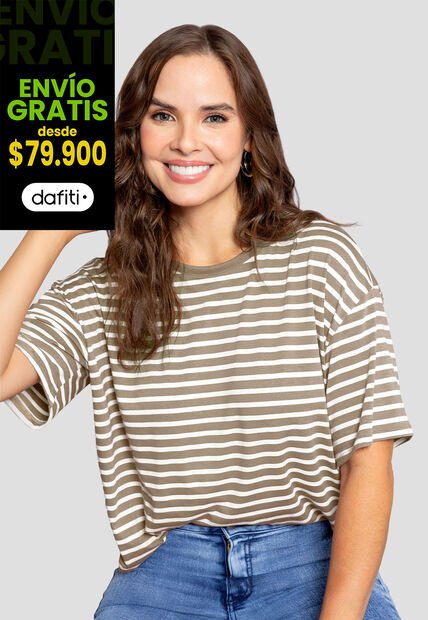 Camiseta Mujer Café Pardo-Blanco Mp 110852