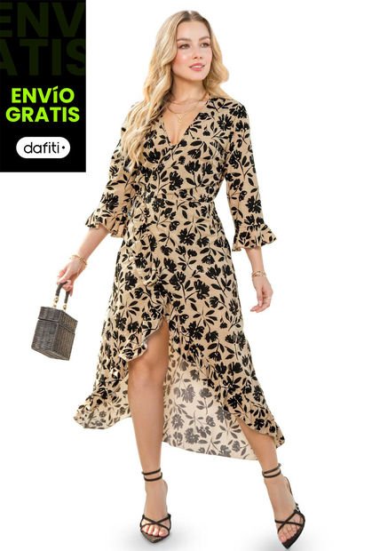 Vestido Largo Mujer Beige Mp 101929