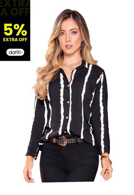 Camisa Para Mujer Azul Tie Tye Rayas MP