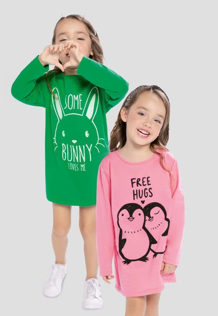 Vestido Infantil Femenino Rosado Mp 663