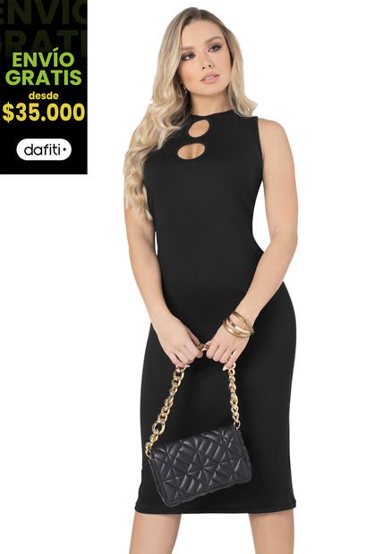 Vestido Largo Mujer Negro Mp 5948