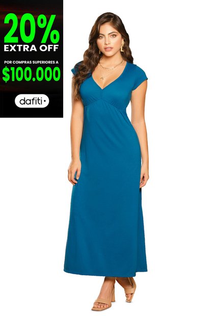 Vestido Largo Mujer Azul Mp 79860