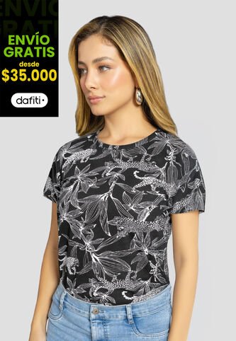 Camiseta Mujer Estampado Negro Mp 112227 MP