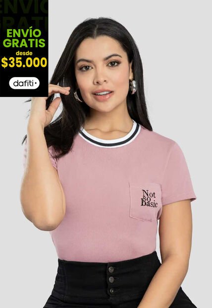 Camiseta Mujer Rosa Polvo Mp 111398