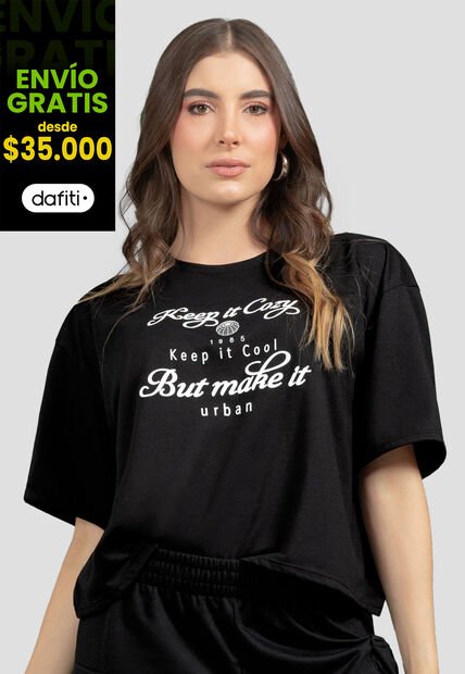 Camiseta Mujer Negro Mp 110983