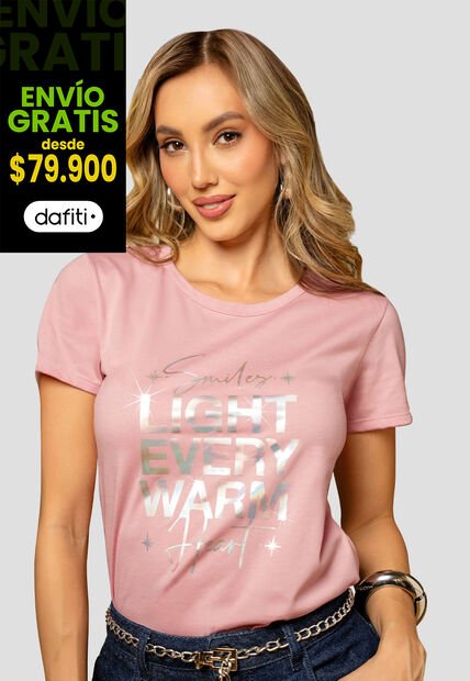 Camiseta Mujer Rosa Polvo Mp 112587