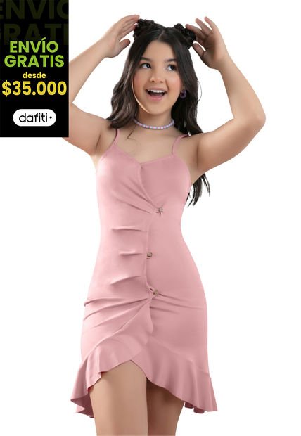 Vestido Infantil Palo De Rosa Mp 89530
