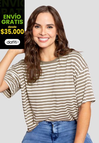 Camiseta Mujer Café Pardo-Blanco Mp 110852 MP