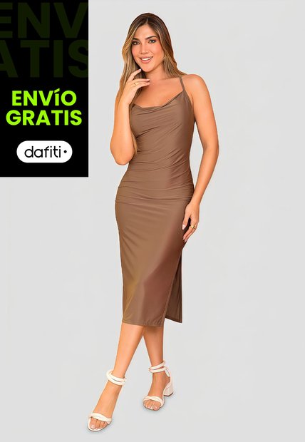 Vestido Largo Mujer Chocolate Mp 114185