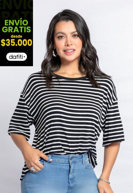 Camiseta Mujer Blanco-Negro Mp 110852