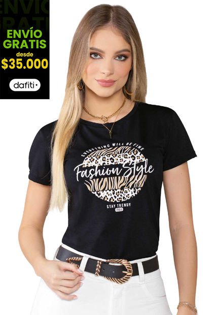 Camiseta Mujer Negro Mp 5155