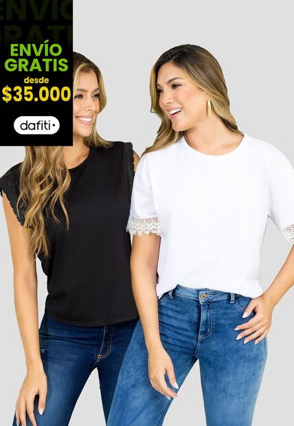 Blusa Paq X2 Mujer Bicolor Mp 110685