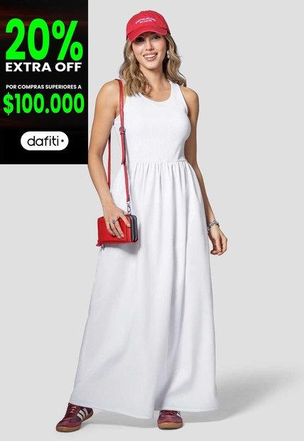 Vestido Largo Mujer Blanco Mp 114652