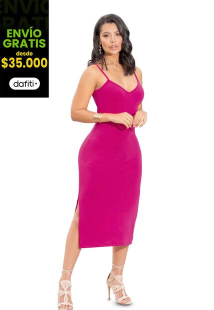 Vestido Largo Mujer Fucsia Mp 5164