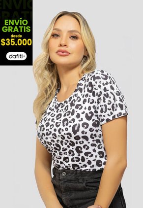 Camiseta Mujer Estampado Gris Mp 112229