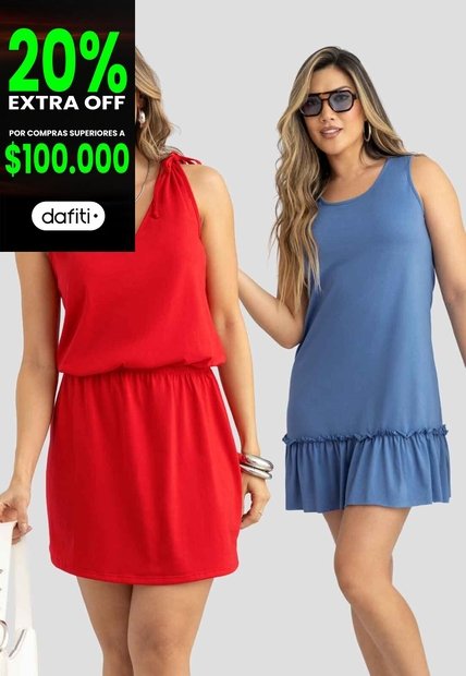 Vestido Paq X2 Mujer Bicolor Mp 114996