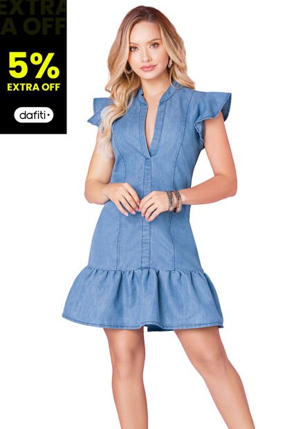 Vestido Corto Mujer Azul Mp 89255