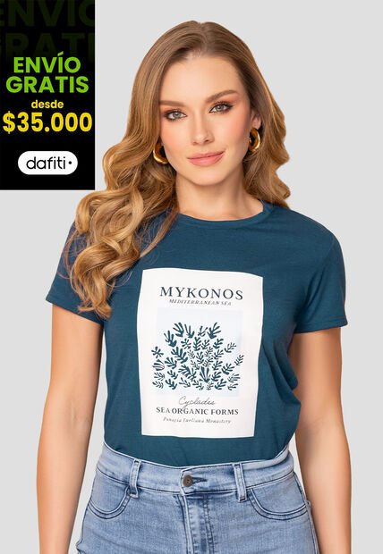 Camiseta Mujer Azul Profundo Mp 108317