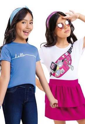 Camiseta Paq X2 Infantil Femenino Multicolor Mp 6080