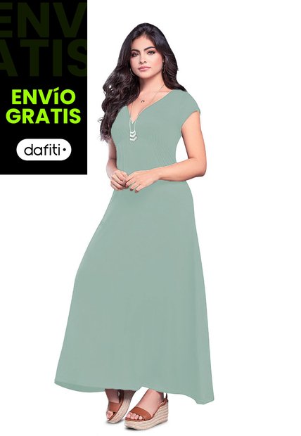 Vestido Largo Mujer Verde Oliva Mp 79860